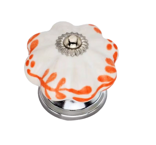 Mascot Hardware Floral 1-2/3 in. Orange Melon Drawer Cabinet Knob
