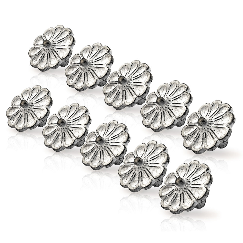 Mascot Hardware Cosmo Flower 1-5/6 in. Distressed White Patina Cabinet Knob (Pack of 10)