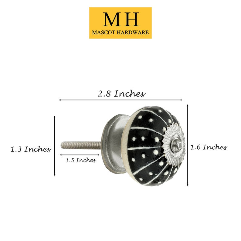 1-3/5 in. Black & White Cabinet Knob (Pack of 10)