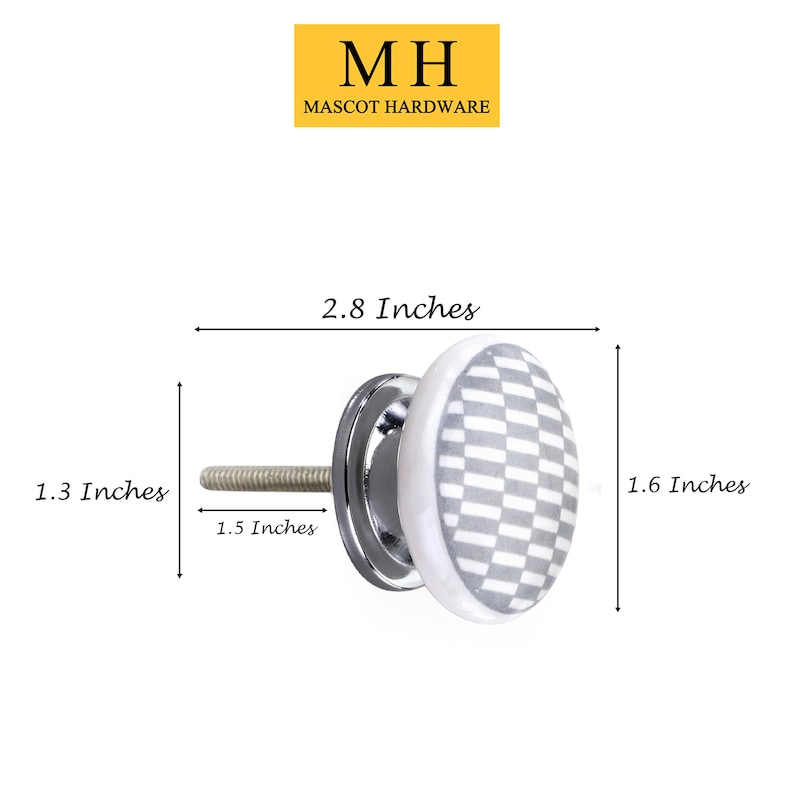 Mascot Hardware Tile Pattern 1-3/5 in. Grey Drawer Cabinet Knob