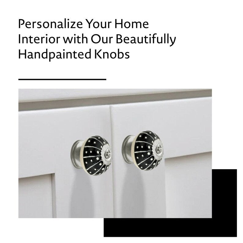 1-3/5 in. Black & White Cabinet Knob (Pack of 10)