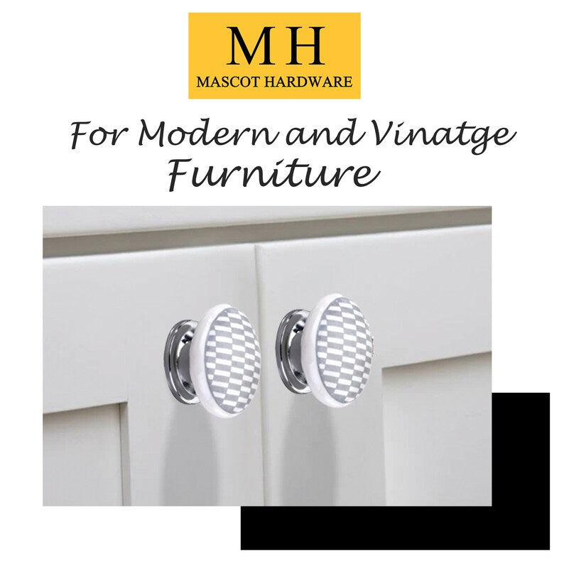 Mascot Hardware Tile Pattern 1-3/5 in. Grey Drawer Cabinet Knob