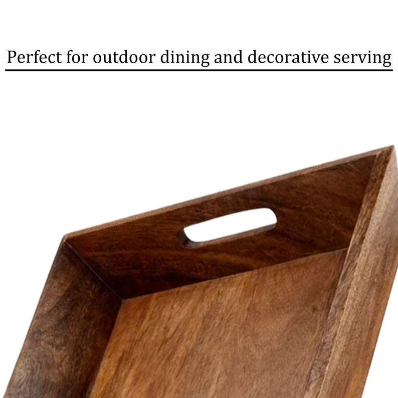 Mascot Hardware Natural 15'' Decorative Wooden Serving Tray with Handle