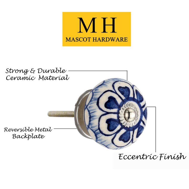 Mascot Hardware Heart Washed 1-4/7 in. Blue Round Cabinet Knob (Pack of 10)
