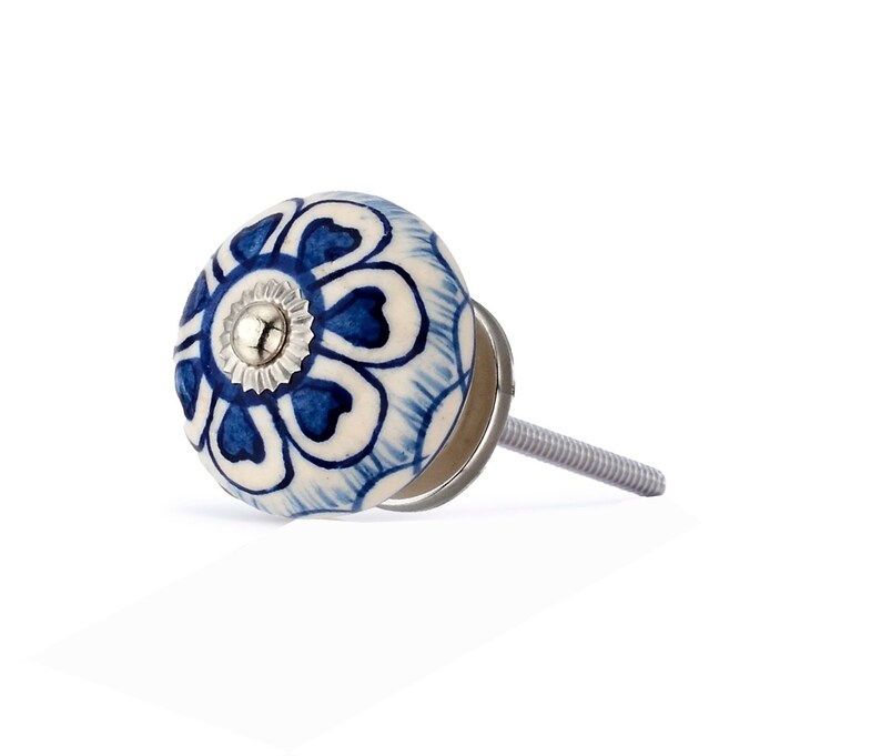 Mascot Hardware Heart Washed 1-4/7 in. Blue Round Cabinet Knob (Pack of 10)