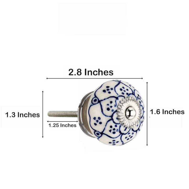 Mascot Hardware Pansy Washed 1-4/7 in. Blue Cabinet Knob (Pack of 10)