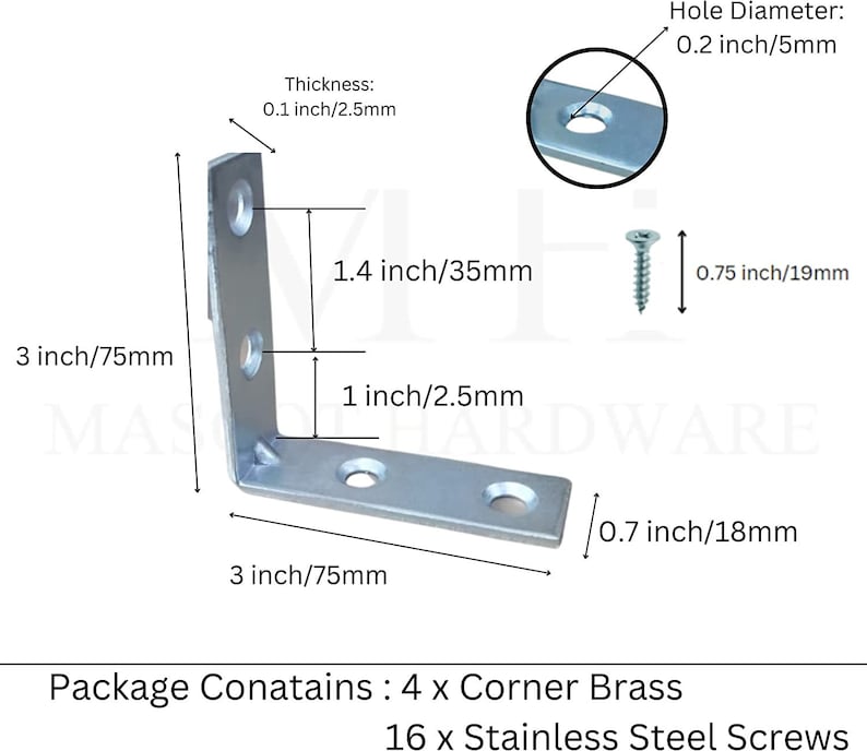 Mascot Hardware Zinc-Plated Corner Brace (4-Pack)-(20-Pack)