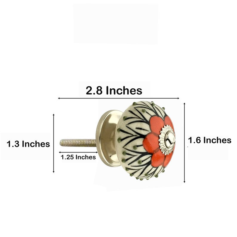 Stone Pattern 1-3/5 in. Orange & White Cabinet Knob (Pack of 10)