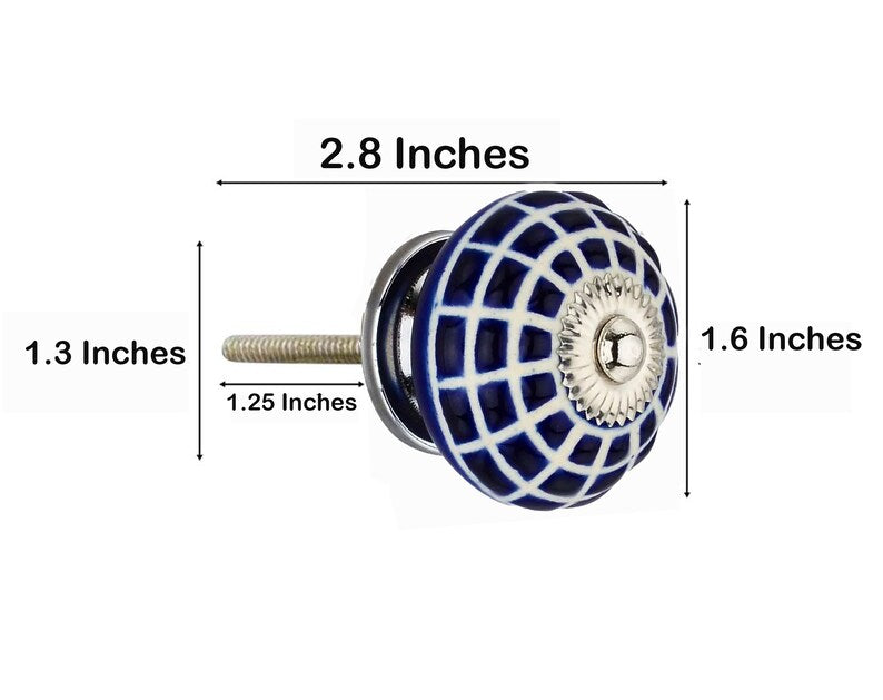 Mascot Hardware Checkered 1-4/7 in. Blue Round Cabinet Knob (Pack of 10)