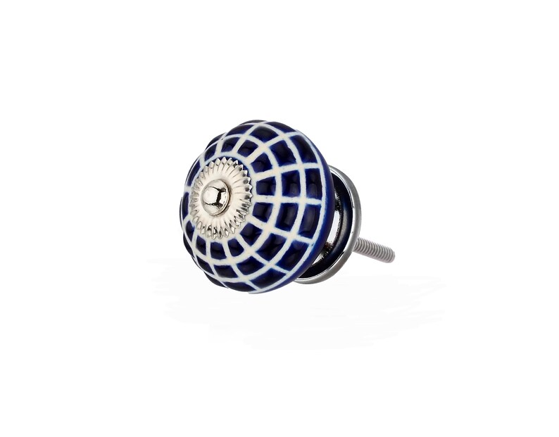 Mascot Hardware Checkered 1-4/7 in. Blue Round Cabinet Knob (Pack of 10)