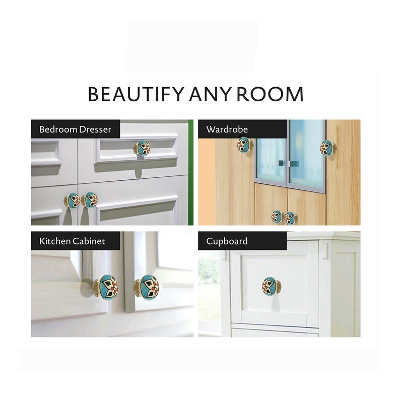 Flower 1-5/8 in. Blue & Multicolor Cabinet Knob (Pack of 10)