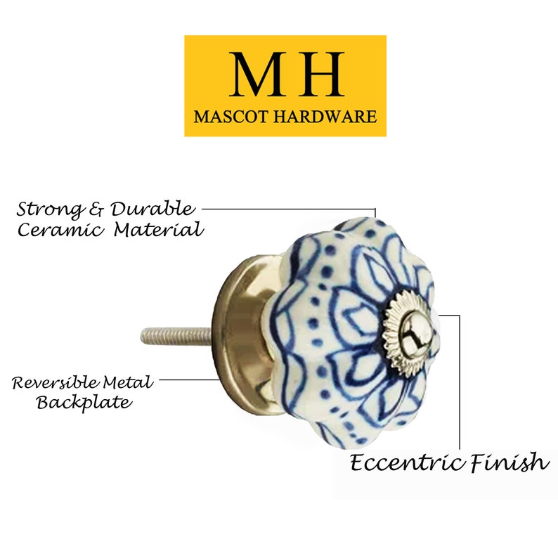Mascot Hardware Flowered Knob 1-7/10 in. White Cabinet Knob (Pack of 10)