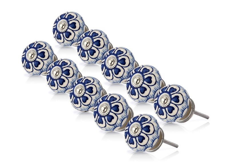 Mascot Hardware Heart Washed 1-4/7 in. Blue Round Cabinet Knob (Pack of 10)