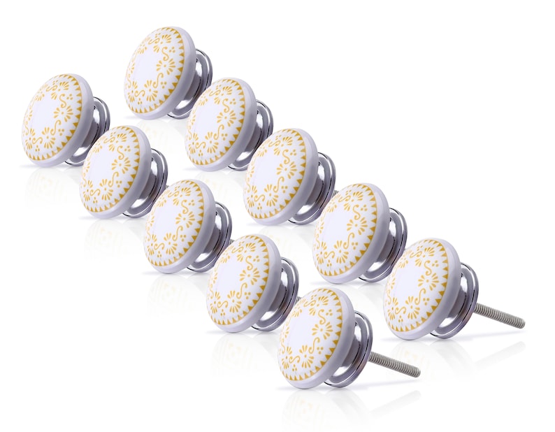 Mascot Hardware Brownsville 1-4/7 in. Yellow Design Drawer Cabinet Knob (Pack of 10)