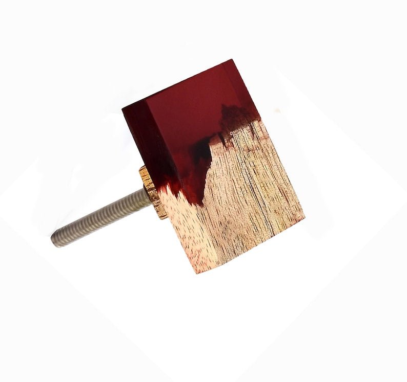 Mascot Hardware Frosted Timber 1-2/3 in. Red & Wood Drawer Cabinet Knob