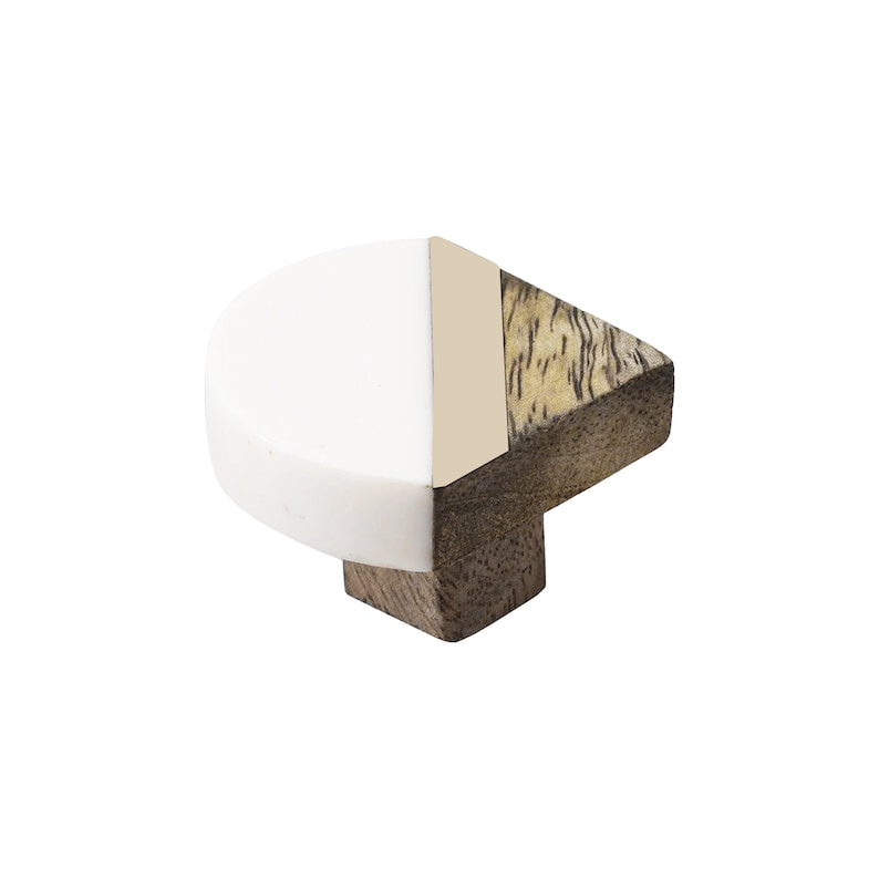 Mascot Hardware Inglewood 1-2/3 in. Halfround White & Wood Cabinet Knob (Pack of 10)