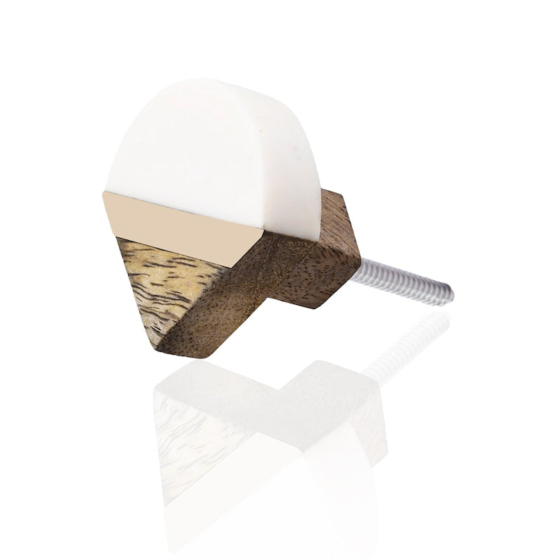 Mascot Hardware Inglewood 1-2/3 in. Halfround White & Wood Cabinet Knob (Pack of 10)