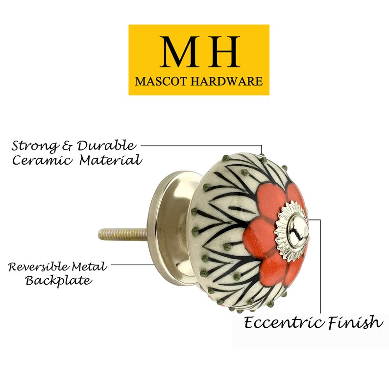 Stone Pattern 1-3/5 in. Orange & White Cabinet Knob (Pack of 10)