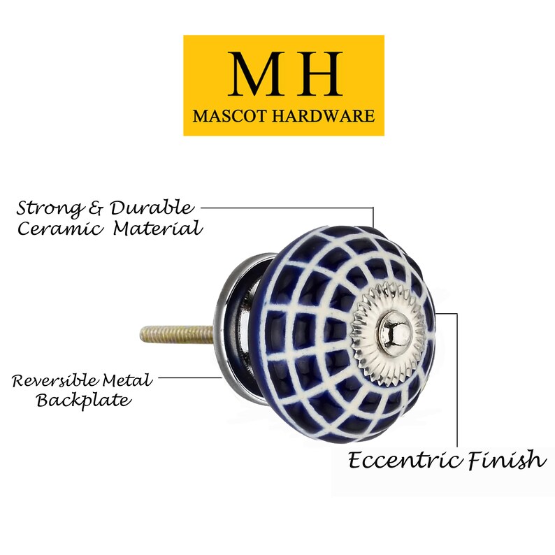 Mascot Hardware Checkered 1-4/7 in. Blue Round Cabinet Knob (Pack of 10)