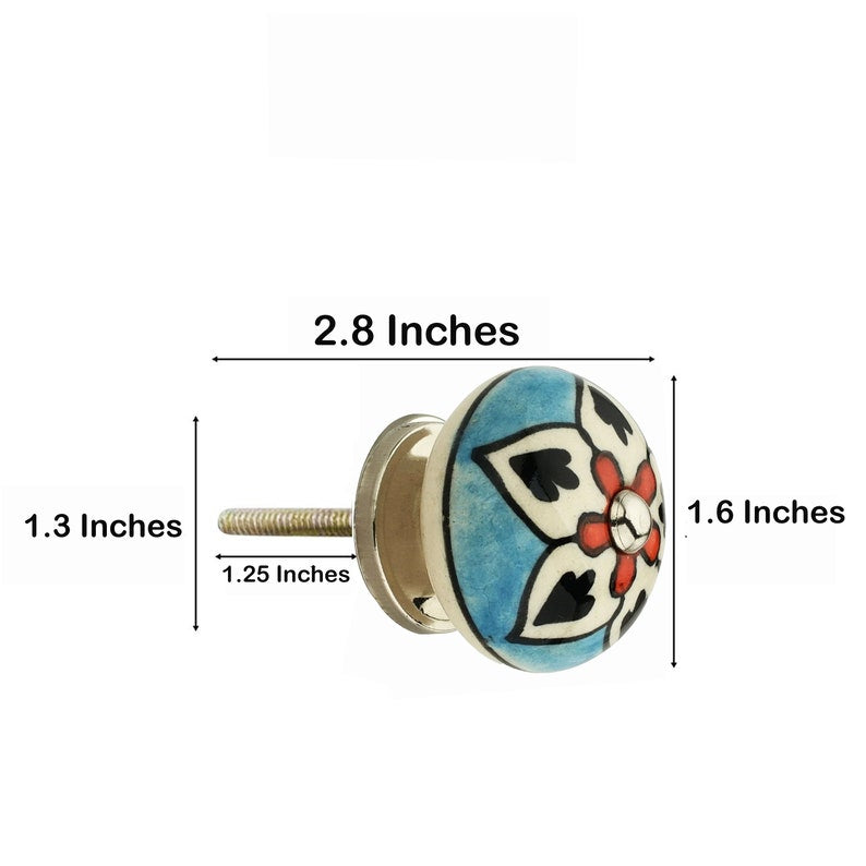 Flower 1-5/8 in. Blue & Multicolor Cabinet Knob (Pack of 10)
