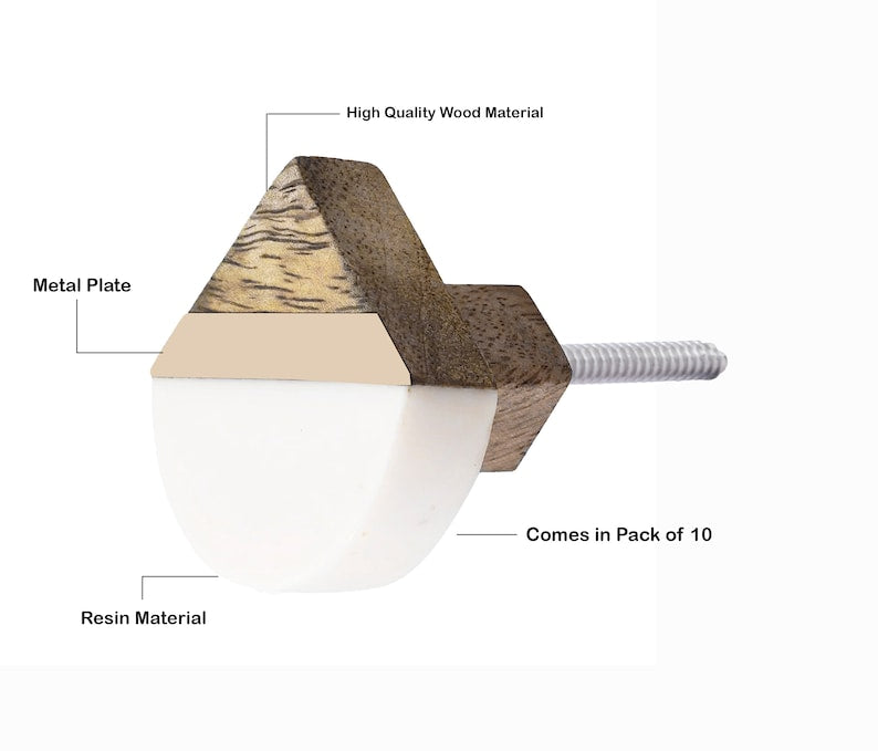 Mascot Hardware Inglewood 1-2/3 in. Halfround White & Wood Cabinet Knob (Pack of 10)