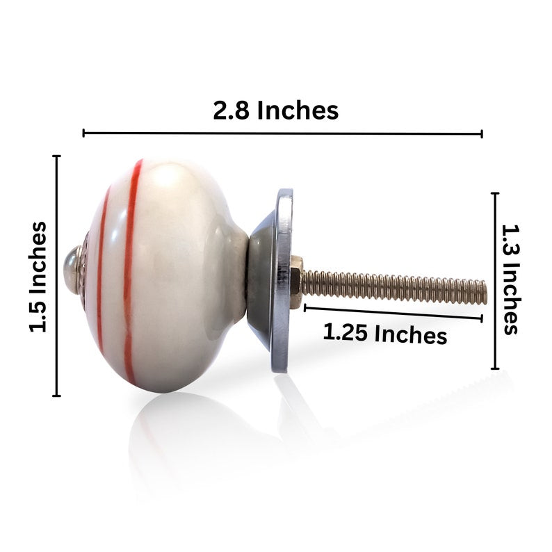 Mascot Hardware Ringed 1-3/5 in. (41mm) Red & Cream Drawer Cabinet Knob