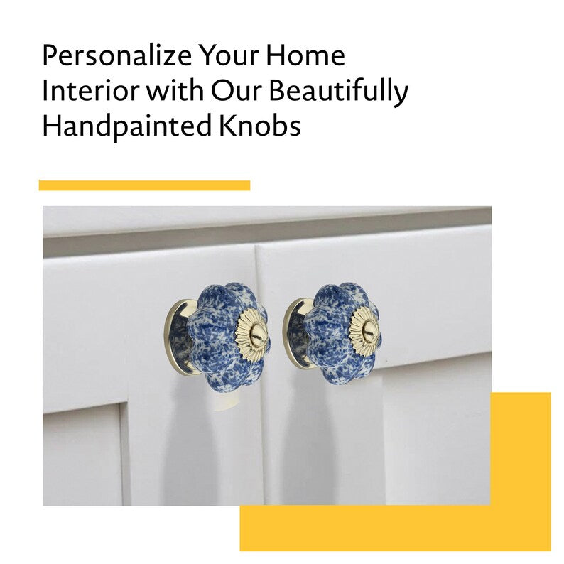 Mascot Hardware Blue Blossom 1-7/10 in. Blue & White Cabinet Knob (Pack of 10)