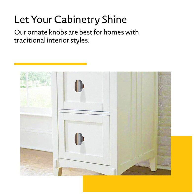 Mascot Hardware Lakewood 1-3/5 in. Octagon Grey & Wood Cabinet Knob (Pack of 10)