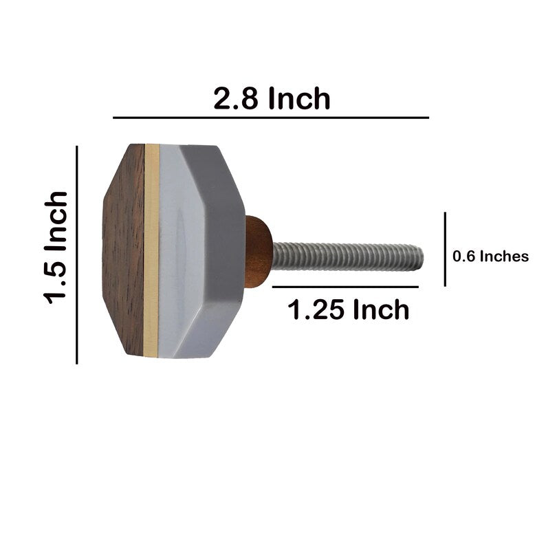 Mascot Hardware Lakewood 1-3/5 in. Octagon Grey & Wood Cabinet Knob (Pack of 10)