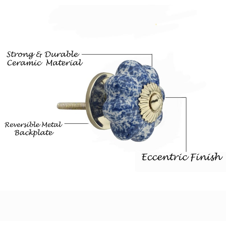Mascot Hardware Blue Blossom 1-7/10 in. Blue & White Cabinet Knob (Pack of 10)
