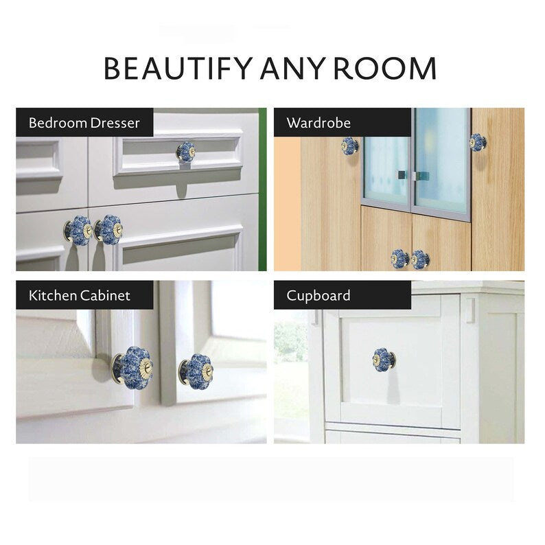 Mascot Hardware Blue Blossom 1-7/10 in. Blue & White Cabinet Knob (Pack of 10)