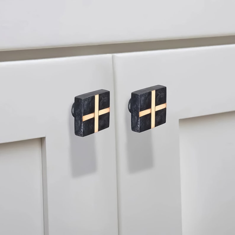 Mascot Hardware Frosted Marble Style 1-2/5 in. (36mm) Black Drawer Cabinet Knob
