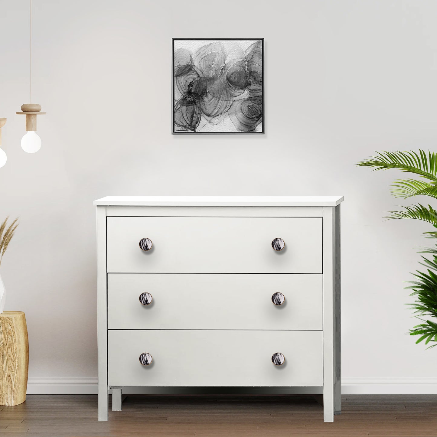 Mascot Hardware Faux Fur 1-3/5 in. Black and White Drawer Cabinet Knob