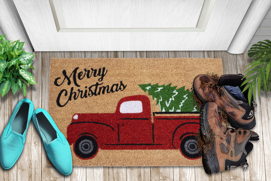 Merry Christmas Coir mat 28 in. x 18 in. Anti Slip Merry Christmas Front Doormat for Indoor Outdoor