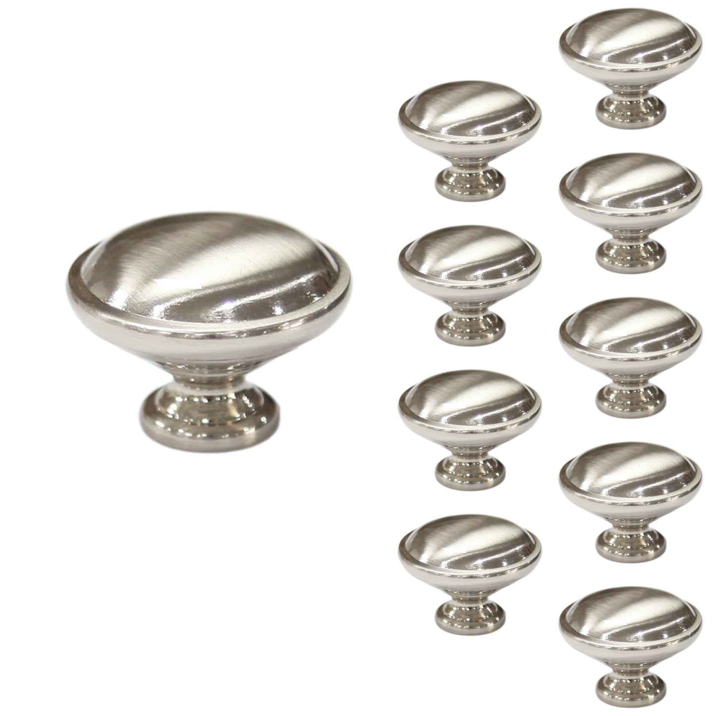 Bifold 1-1/4 in. Satin Nickel Round Cabinet Knob (10-Pack)