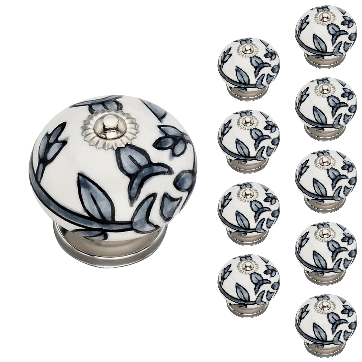 Mascot Hardware Black Flower 1-3/5 in. Cabinet Knob (Pack of 10)