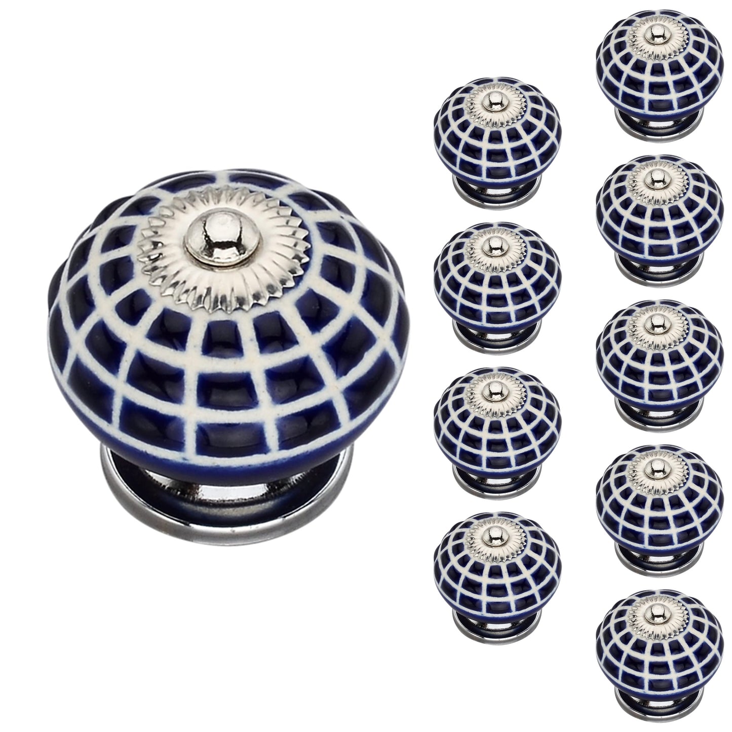 Mascot Hardware Checkered 1-4/7 in. Blue Round Cabinet Knob (Pack of 10)
