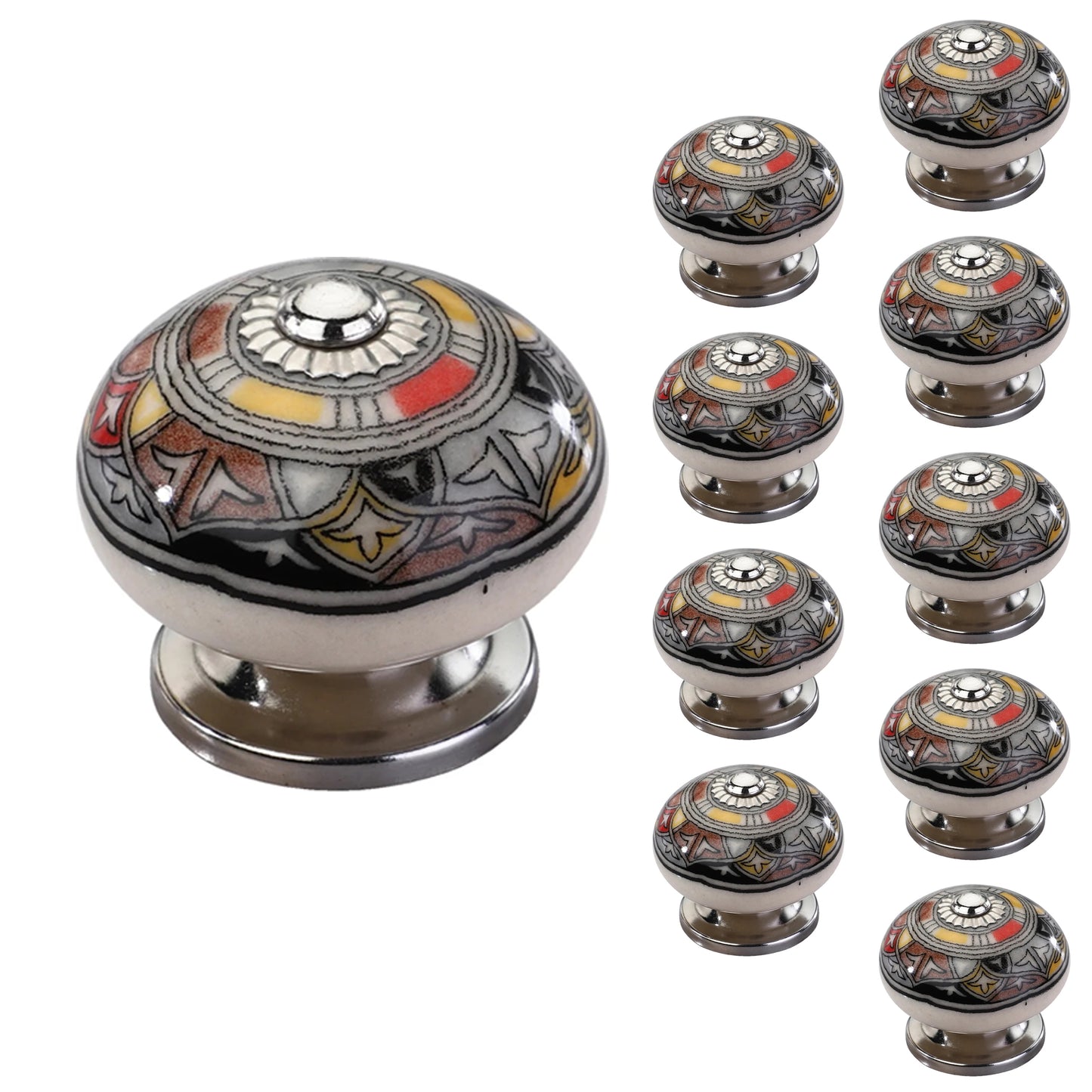Mascot Hardware Floral 1-3/5 in. Multicolor Designer Cabinet Knob (Pack of 10)