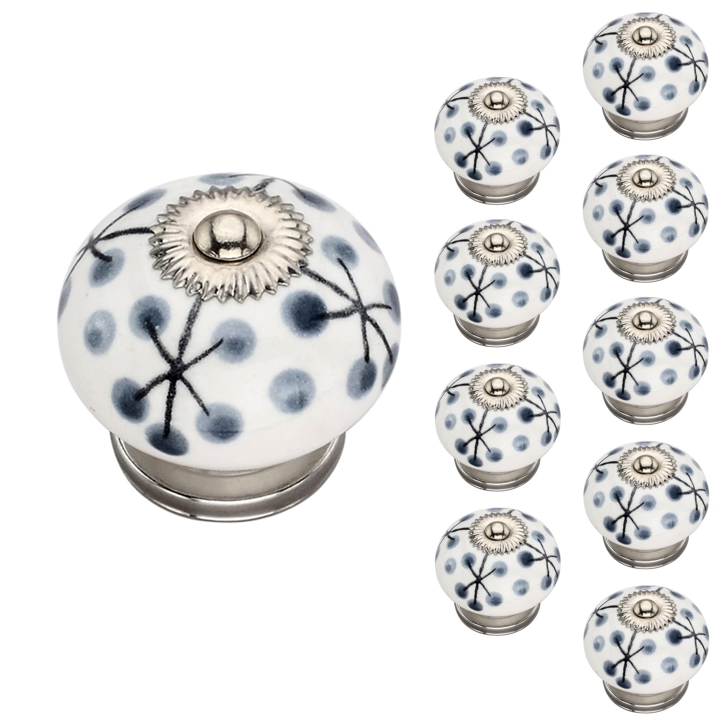 Mascot Hardware Dotted Tree 1-1/2 in. Grey Cabinet Knob (Pack of 10)