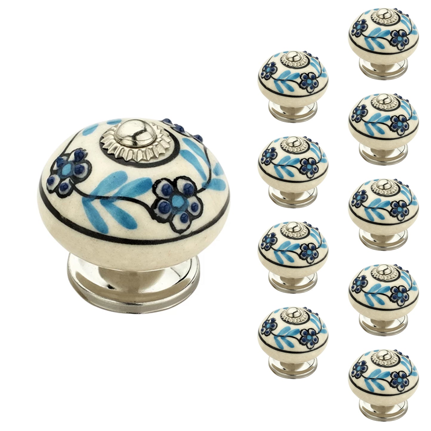 Mascot Hardware Leaf de-Side 1-3/5 in. Black & Cream Cabinet Knob (Pack of 10)