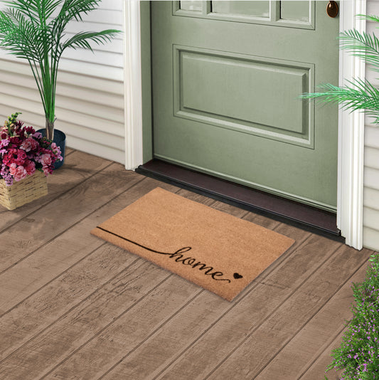 Home Natural Coir Doormat with Non-Slip Backing - 28 x 18 - Outdoor 