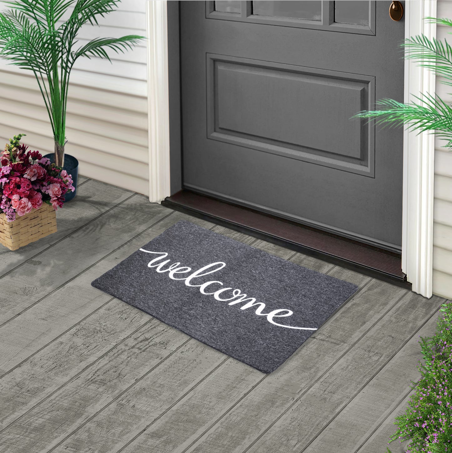 Welcome Mats, 30" x 18" Outdoor/Indoor Non-Slip Doormat for Entryway