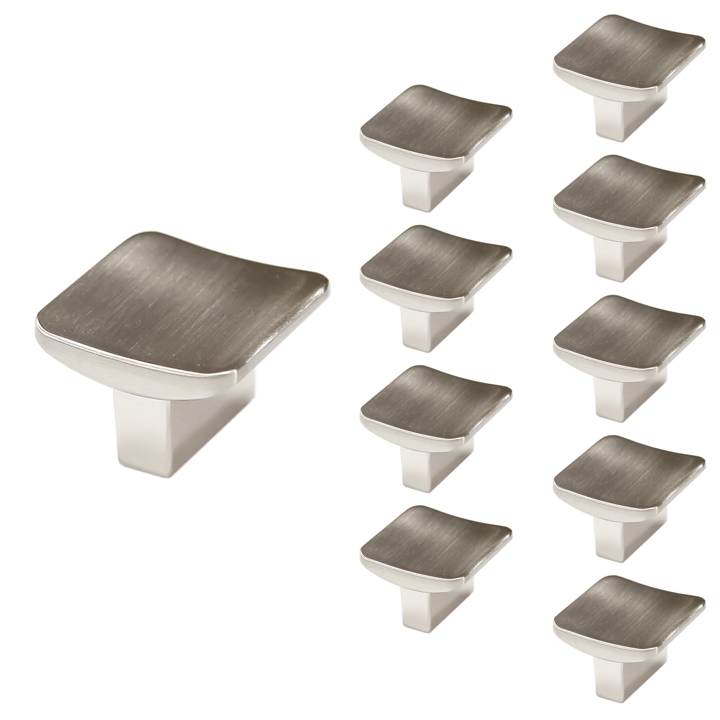 Concave 1-1/4 in. Satin Nickel Square Cabinet Knob (10-Pack)