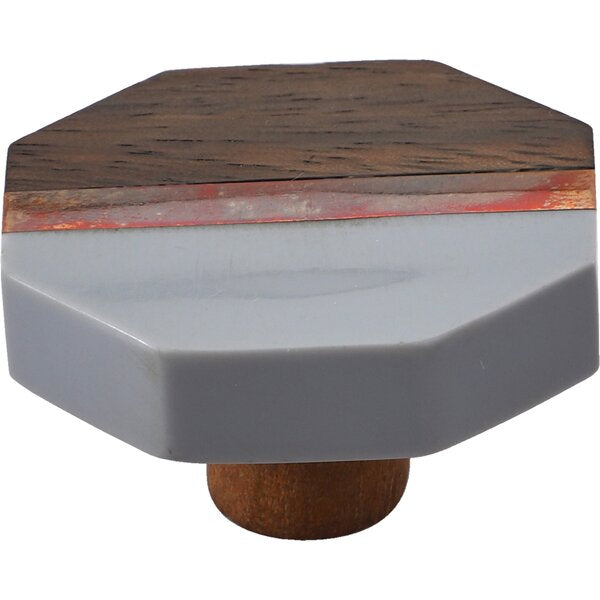 Mascot Hardware Lakewood 1-3/5 in. Octagon Grey & Wood Cabinet Knob (Pack of 10)