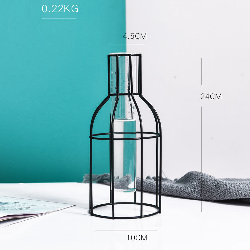 Transparent Creative Iron Art Hydroponic Test Tube Bottle