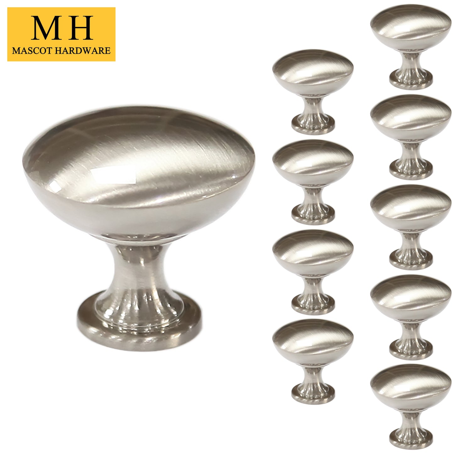 1-1/6 in. Satin Nickel Round Cabinet Knob (10-Pack)