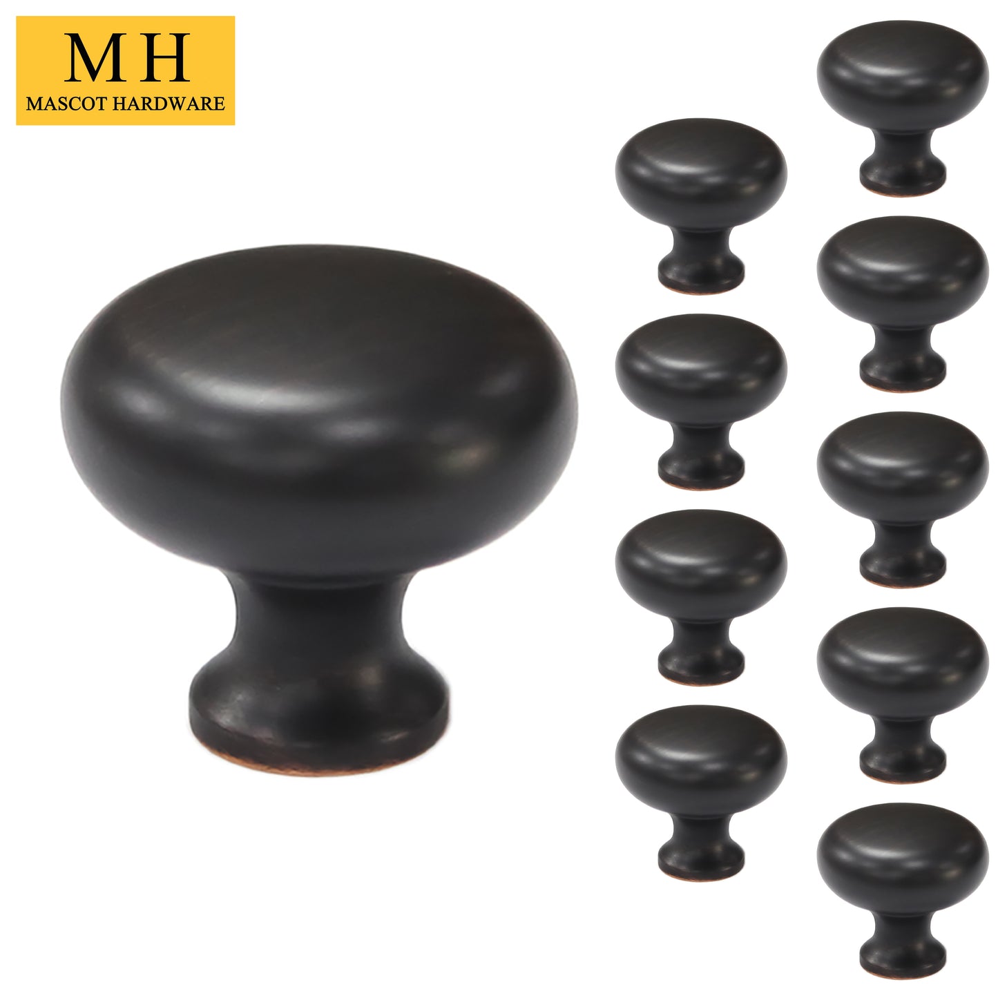 Mushroom 1-1/5 in. Satin Nickel Round Cabinet Knob (10-Pack)