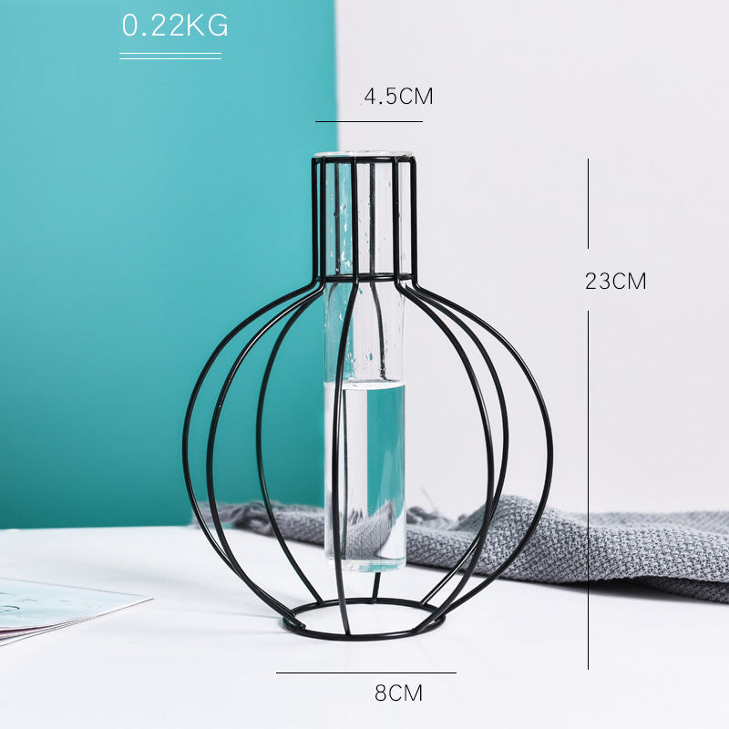Transparent Creative Iron Art Hydroponic Test Tube Bottle