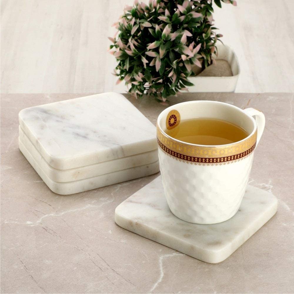 Mascot Hardware Square Marble Coaster Set of 4