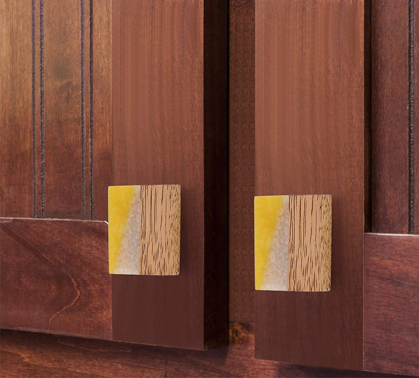 Mascot Hardware Frosted Straight Timber 2 in. Turquoise Resin Drawer Cabinet Knob